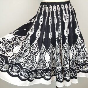 Vintage Y2K Silkland Black & White Sequin Cotton Full Circle Skirt Ladies Size 8